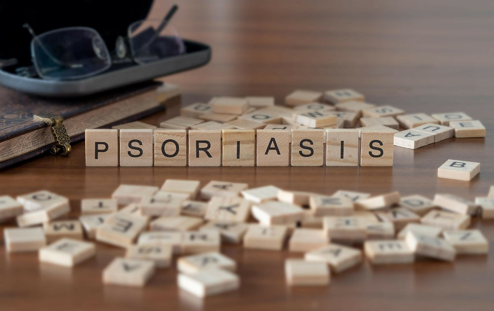 Psoriasis spelled with wooden letters image